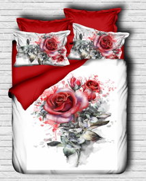 L'essentiel linge de maison Juego de funda de edredón doble Blanco, Rojo y Verde
